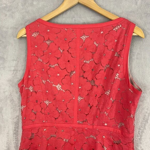 Adrianna Papell Midi Floral Lace Dress Sz‎ 12 Pink Sleeveless Sundress Sharkbite - Picture 15 of 15
